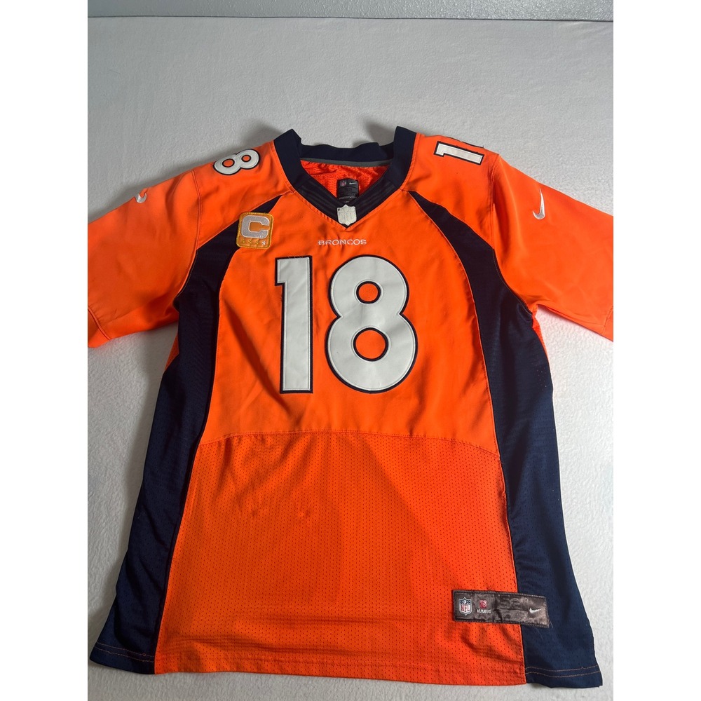 Nike Peyton Manning Denver Broncos Jersey Mens 52 Orange Good Captain Patch 18 - Picture 6 of 11